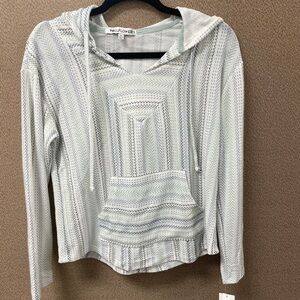New Wallflower vintage style Women's Striped V-Neck Hoodie, size Medium